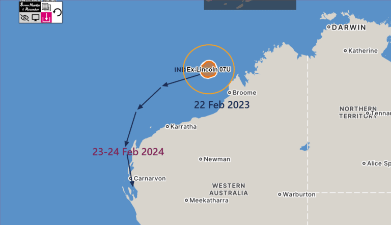 Read more about the article Re-intensification of Ex Tropical Cyclone Lincoln posing Threat to WA