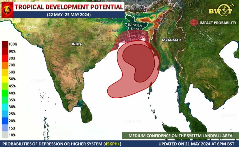 Read more about the article বঙ্গোপসাগরে ঘূর্ণিঝড়ের আশঙ্কা (আপডেটেড) । ২২-২৫ মে ২০২৪