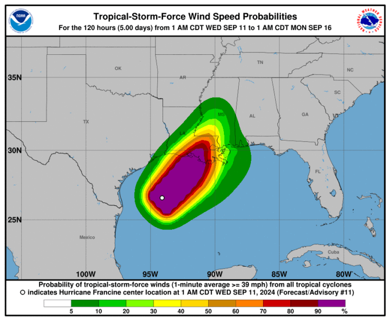 Read more about the article Hurricane Francine to Impact Louisiana Tonight- LATEST