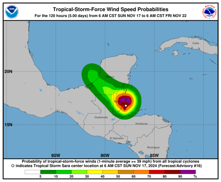 Read more about the article Tropical Storm Sara Update : Heavy Rainfall and Flood Risks Across Yucatan Peninsula