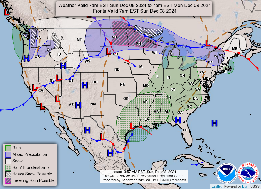 Read more about the article US Weather Outlook for December 8-10 : Heavy Rain and Snow